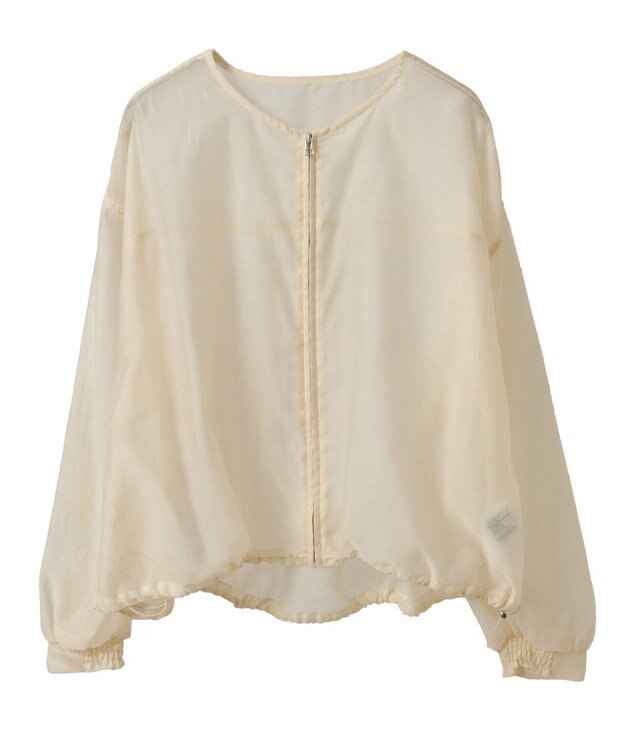 AMERICAN HOLIC ノーカラーシアーＺＩＰブルゾン Ecru