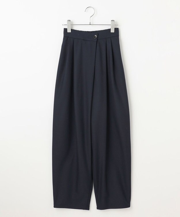 #Newans 【洗える】スラントフロントコクーンパンツ ネイビー
