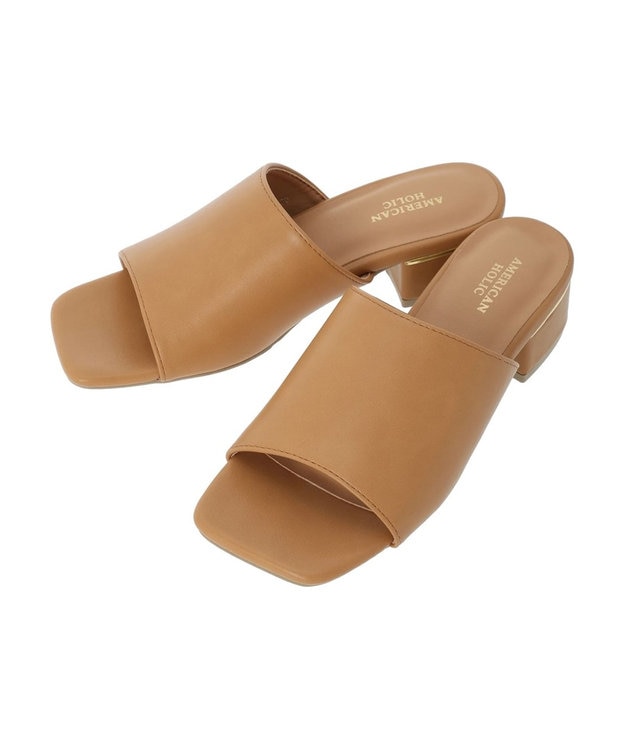 AMERICAN HOLIC スクエアトゥサンダル Camel