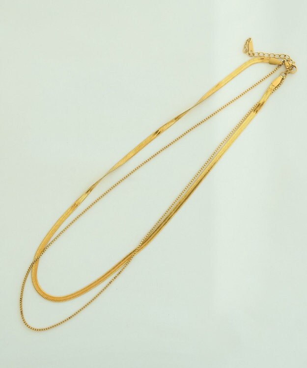 YECCA VECCA 2連スネークチェーンステンレスネックレス Gold