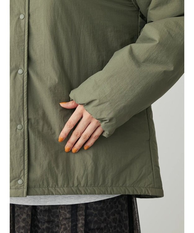 Green Parks ライト中わたノーカラーブルゾン Khaki