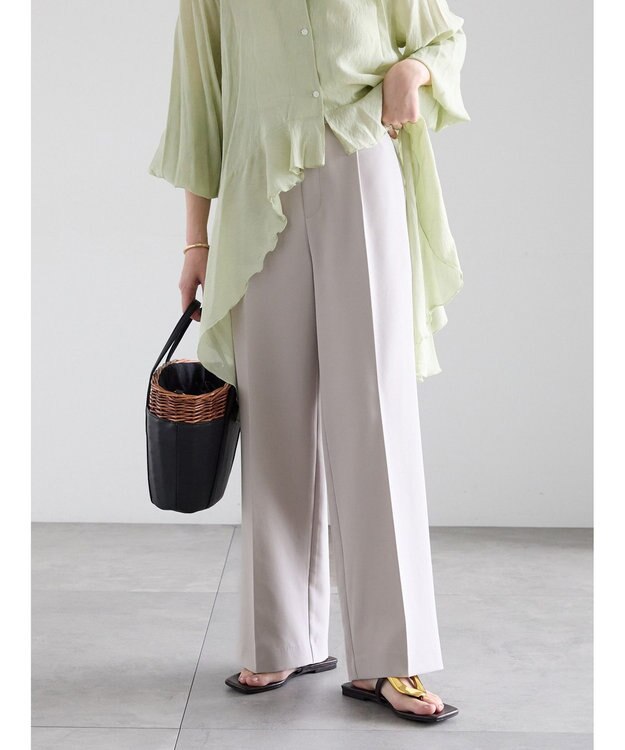 Te chichi 【雑誌掲載アイテム】ダブルクロスイージーワイドパンツ グレー