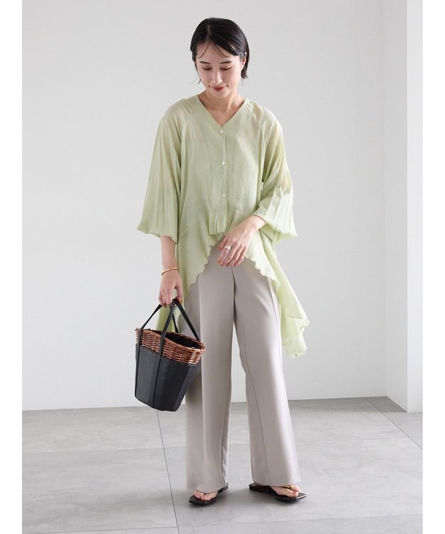 Te chichi 【雑誌掲載アイテム】ダブルクロスイージーワイドパンツ グレー