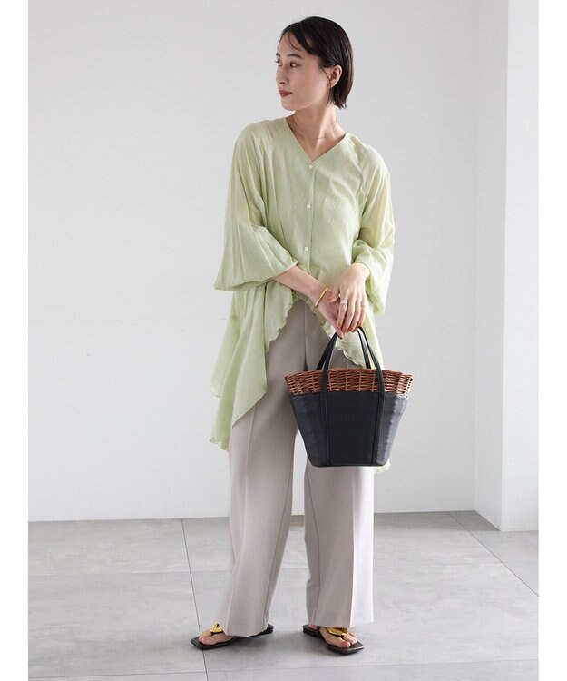 Te chichi 【雑誌掲載アイテム】ダブルクロスイージーワイドパンツ グレー