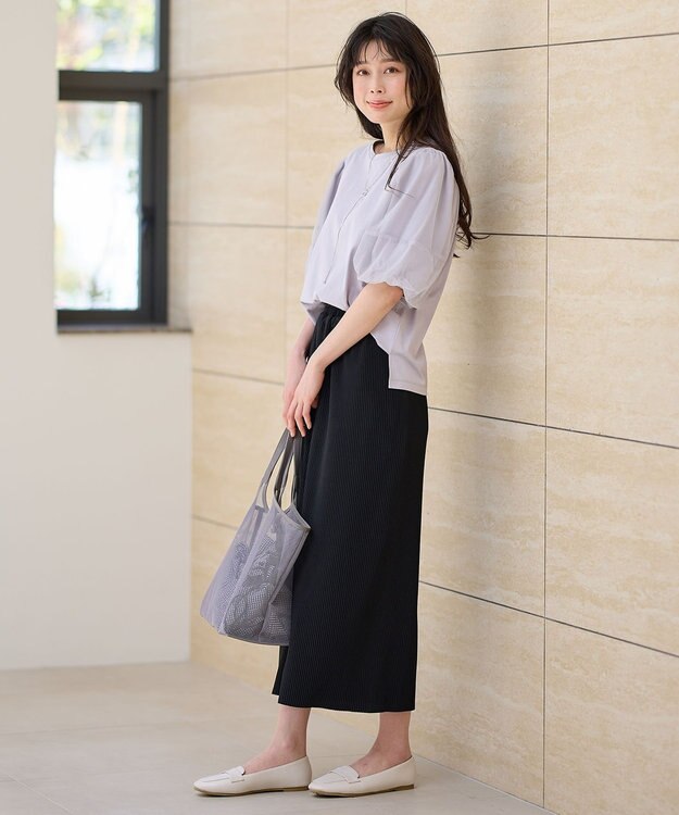 ANY 【洗濯機可】プリーツジャージタイトスカート ブラック