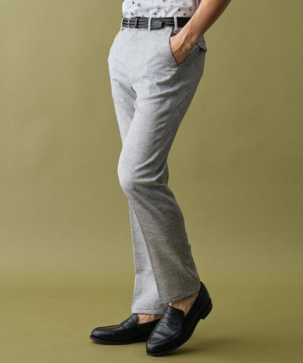 JOSEPH ABBOUD 【ウエストも伸びる!/清涼/軽量/ストレッチ】クールピケストレッチ パンツ ライトグレー系