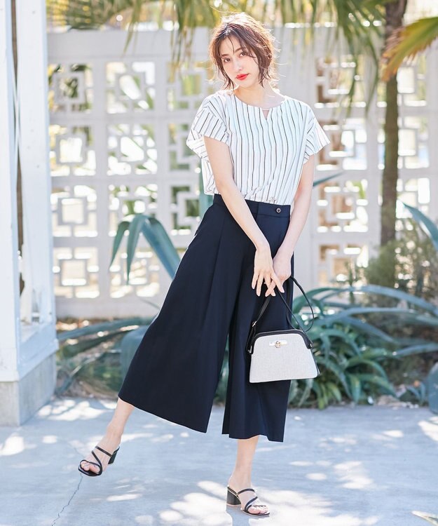 ANY SIS 【美人百花7月号掲載】エアリー ワイドクロップド パンツ ネイビー系