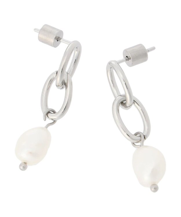 Green Parks ・ＨＡＬＦ　ＴＩＭＥ　サージカルパールチェーンピアス Silver