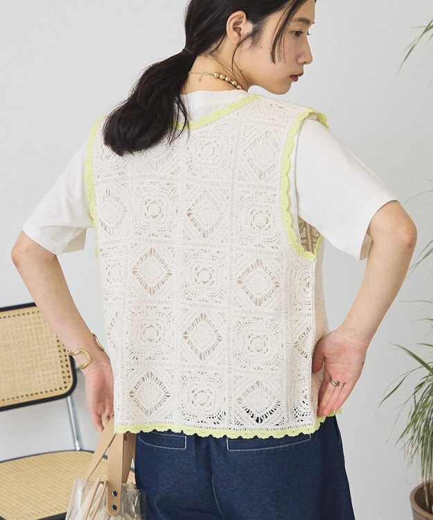 AMERICAN HOLIC クロシェ風ニットベスト Ivory
