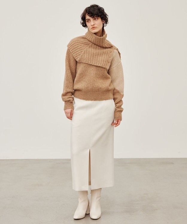 BEIGE， 【Precious 2月号掲載】LAC / 2WAYストレッチIラインスカート Ecru