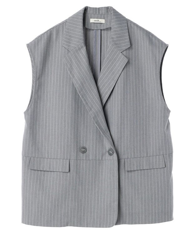 earth music&ecology ピンストライプジレ Stripe Light Gray