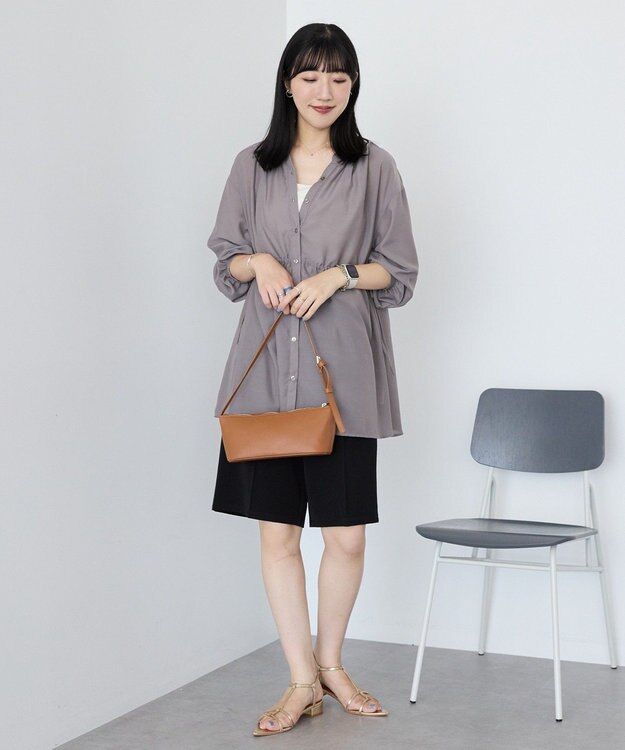 AMERICAN HOLIC シアーウエストドロストロングシャツ Gray Beige