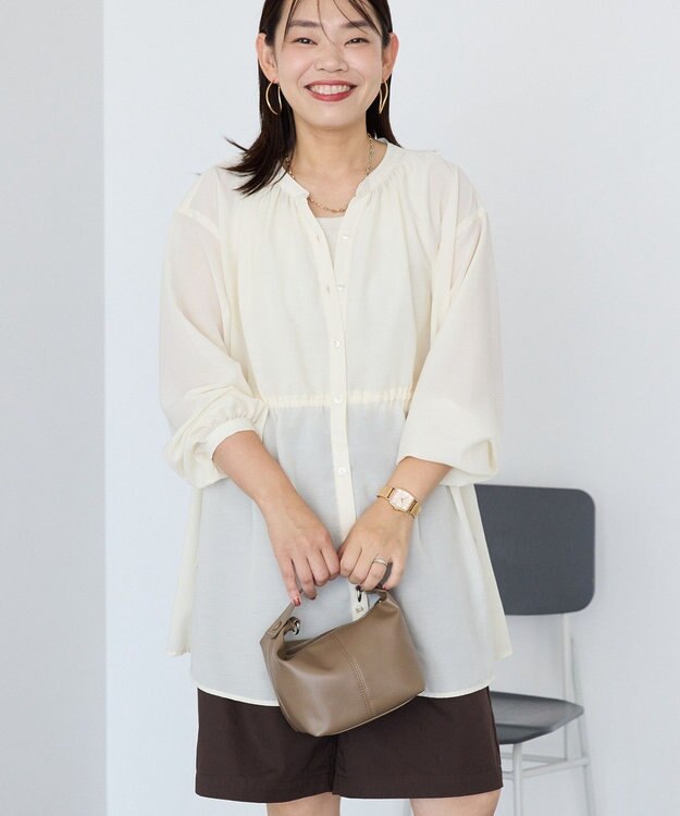 AMERICAN HOLIC シアーウエストドロストロングシャツ Ivory