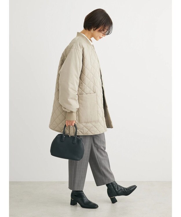 Green Parks 撥水加工　中綿キルトミドル丈コート Light Beige