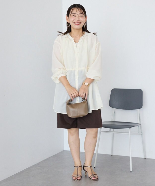 AMERICAN HOLIC シアーウエストドロストロングシャツ Ivory