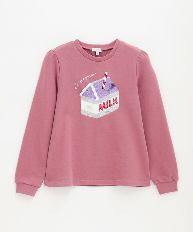 ANY KIDS ミラクルスパンコール トレーナー ピンク×家