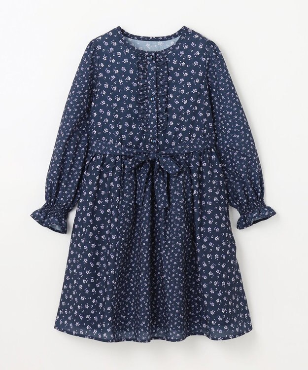 組曲 KIDS 【150-160㎝】フラワーパッチワークワンピース ネイビー系