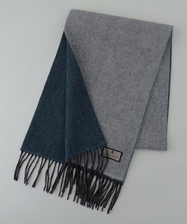 GOTAIRIKU 【カシミヤ混】リバーシブルマフラー ライトグレー系