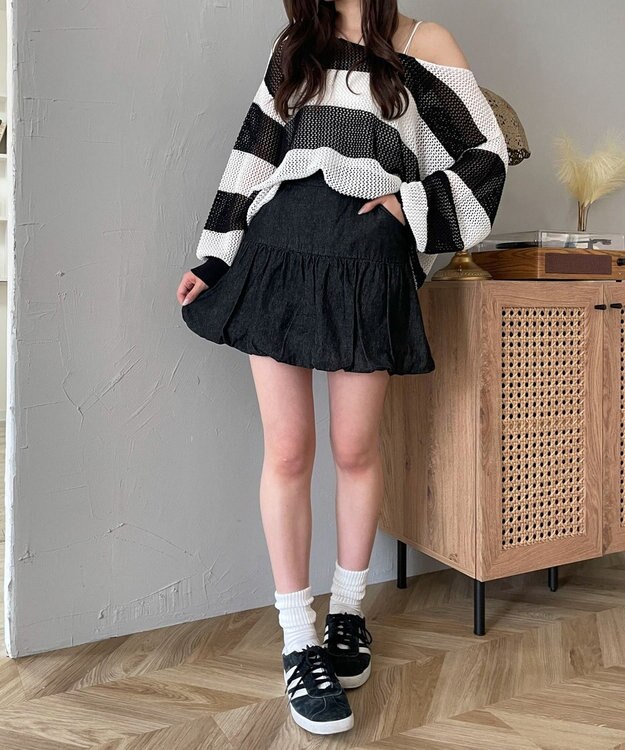 WEGO バルーンミニスカパン デニムブラック