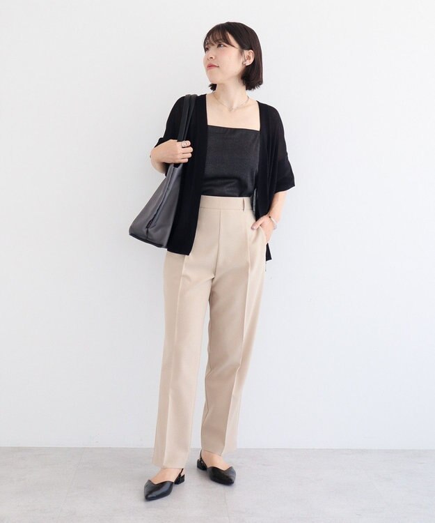 Green Parks 接触冷感七分袖カーディガン Black