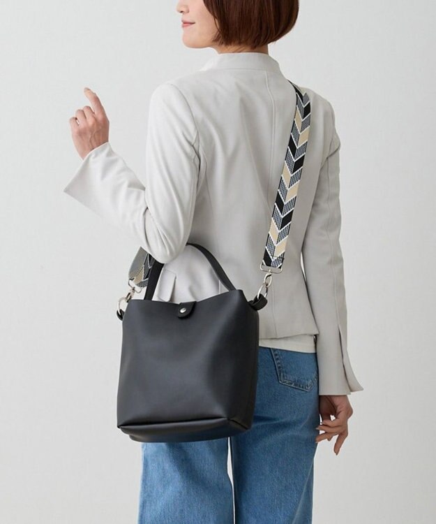 ROOTOTE 1055【ショルダー付きワンハンドル】LT.デリ.ポイント.ショルダー-B 02：ブラック
