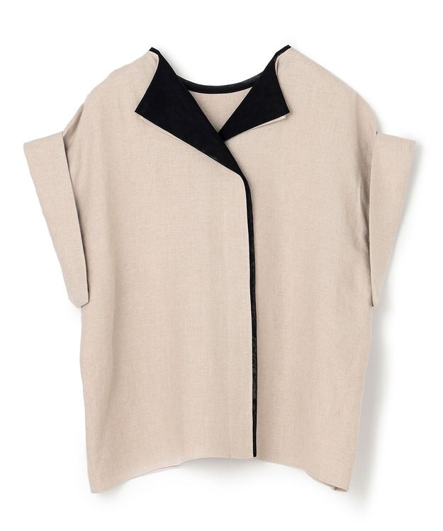 BEIGE， 【S-size】CHESTNUT / ノーカラーブラウス Flax