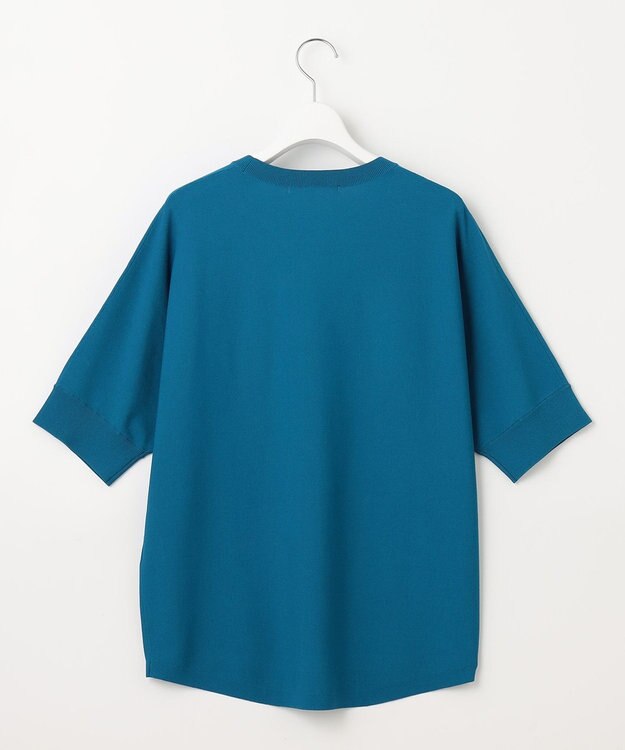 23区 L 【洗える】レーヨンポリエステルストレッチ ドルマン ニット ブルー系