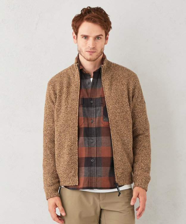 JOSEPH ABBOUD MOUNTAIN 【UNISEX】総裏フルZIP ニットブルゾン キャメル系