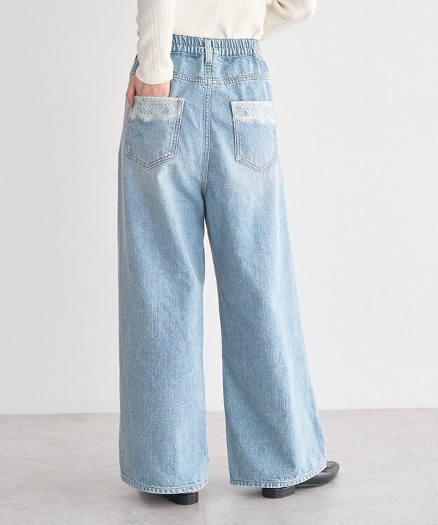 earth music&ecology ポケットレースデニムパンツ Light Indigo