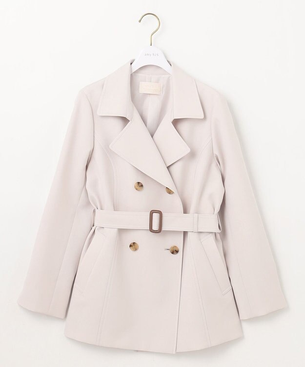 ANY SIS 【洗える】ベーシックハーフ トレンチコート アイボリー