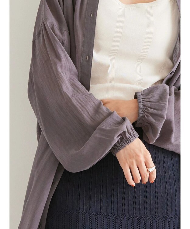 AMERICAN HOLIC シアーＢＩＧシルエットシャツチュニック Charcoal Gray