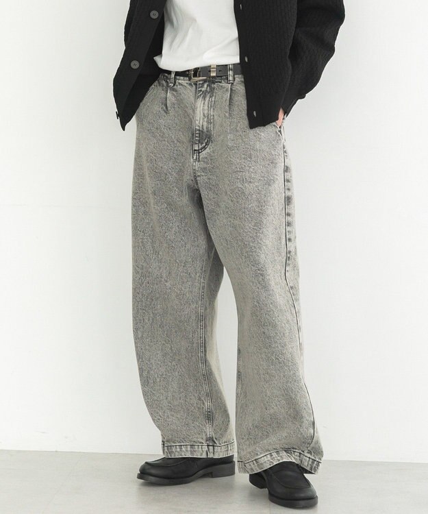 CRAFT STANDARD BOUTIQUE ハイブリーチケミカル加工デニムワイドパンツ Black