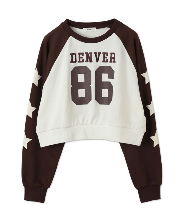 WEGO スターナンバリングラグランスウェット ブラウン