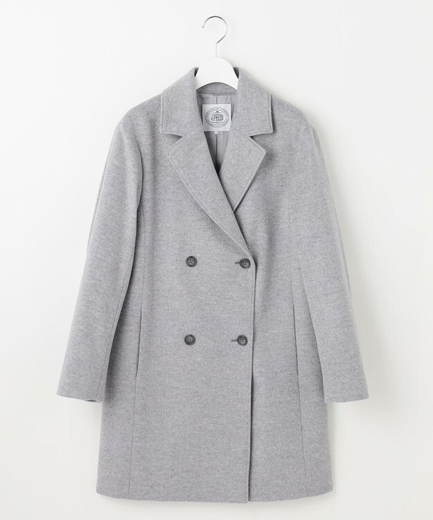 J.PRESS LADIES L Super150sAZAMIビーバー Pコート グレー系