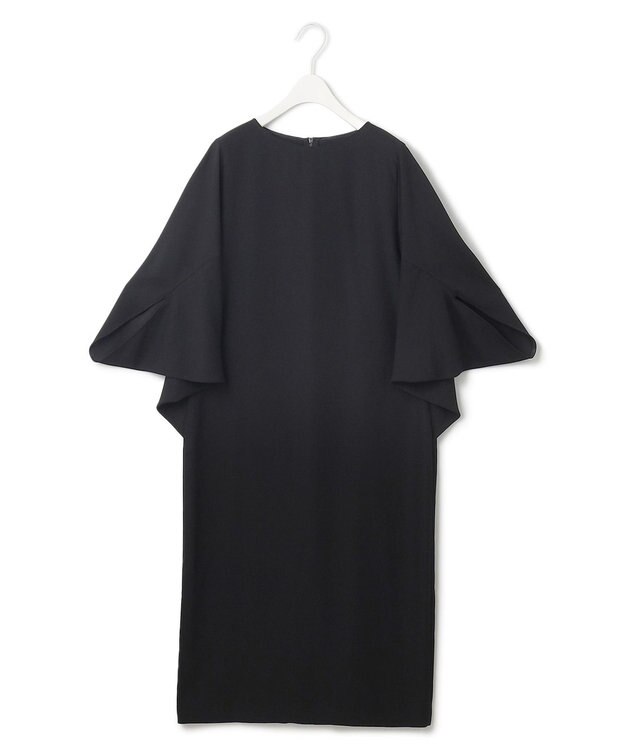 ICB L 【UVケア・接触冷感・速乾・防シワ・洗える】FluidBackSatinドルマンスリーブワンピース ブラック系