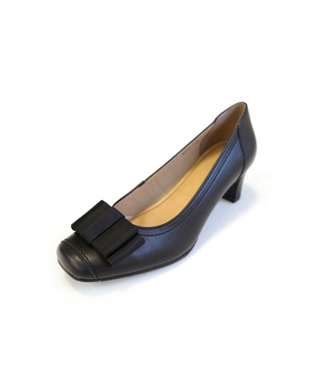 Pointer 日本製 リボンラウンドトゥパンプス ブラック