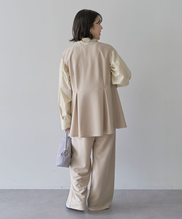 Green Parks 楽ちんリップルワイドパンツ Light Beige