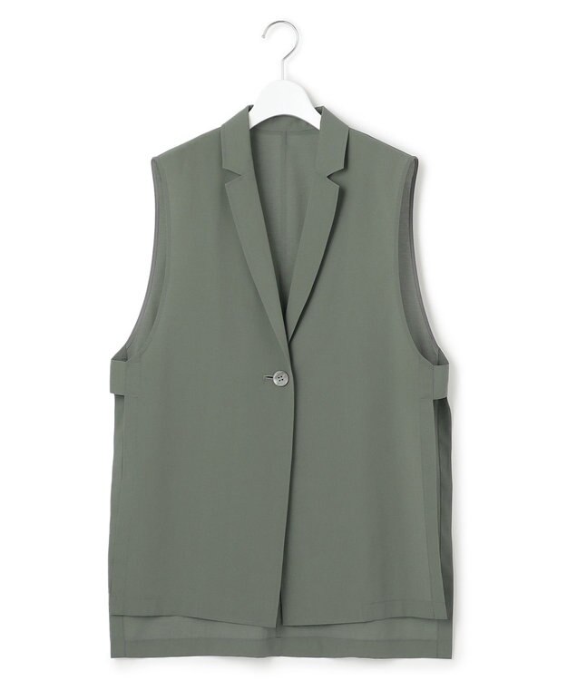 23区 【洗える】ライトシアーマットクロス ジレ カーキ系