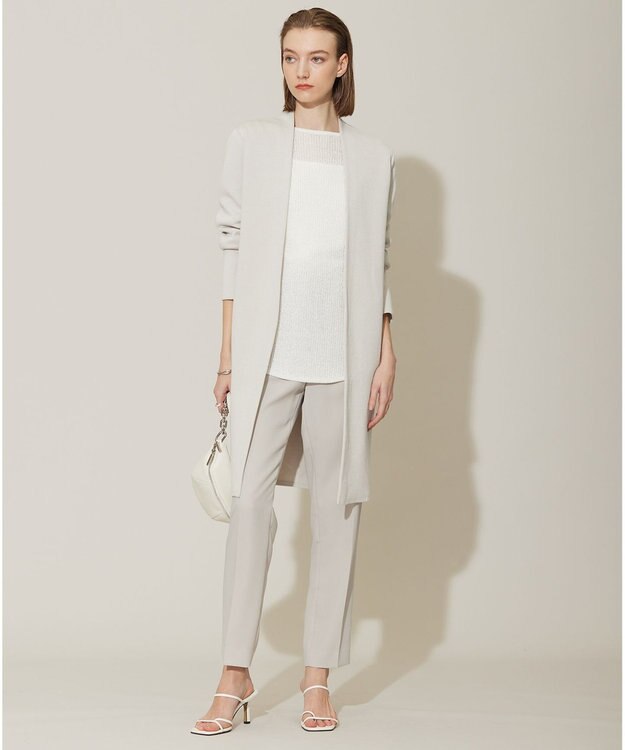 ICB 【洗える】コットンアセテートスムース ロングニットアウター トープ系