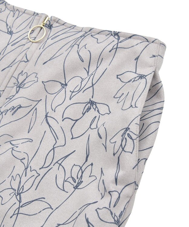 YECCA VECCA ラインフラワー柄フェイクスエードスカート Charcoal Gray