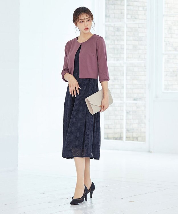 Tiaclasse L 【洗える】袖口リボンカットソーボレロカーディガン ピンク