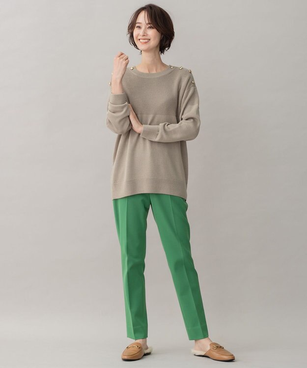 自由区 【XSサイズ～/洗える】TRギャバ テーパードパンツ グリーン系