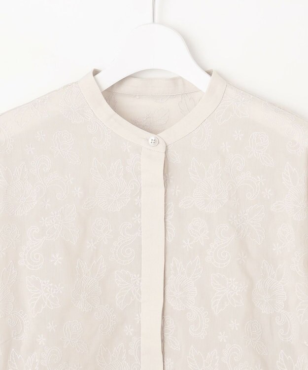 自由区 【洗える】シアーエンブロイダリークロップド丈 ブラウス ベージュ