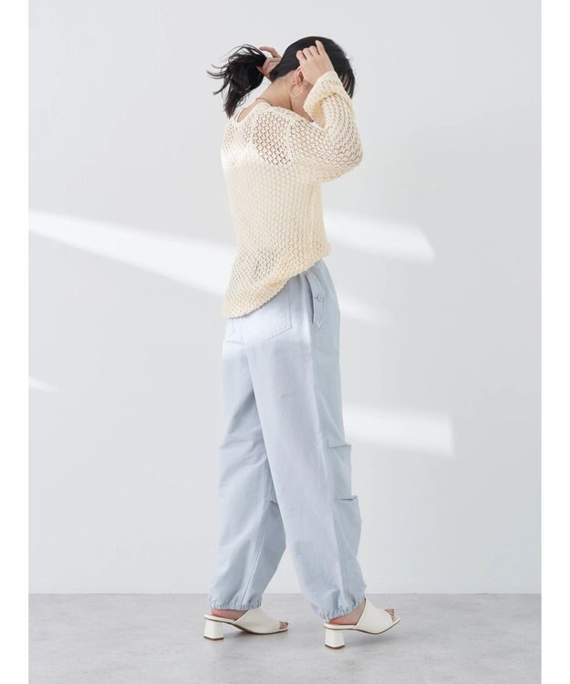 earth music&ecology メッシュ編みニットプルオーバー Ivory