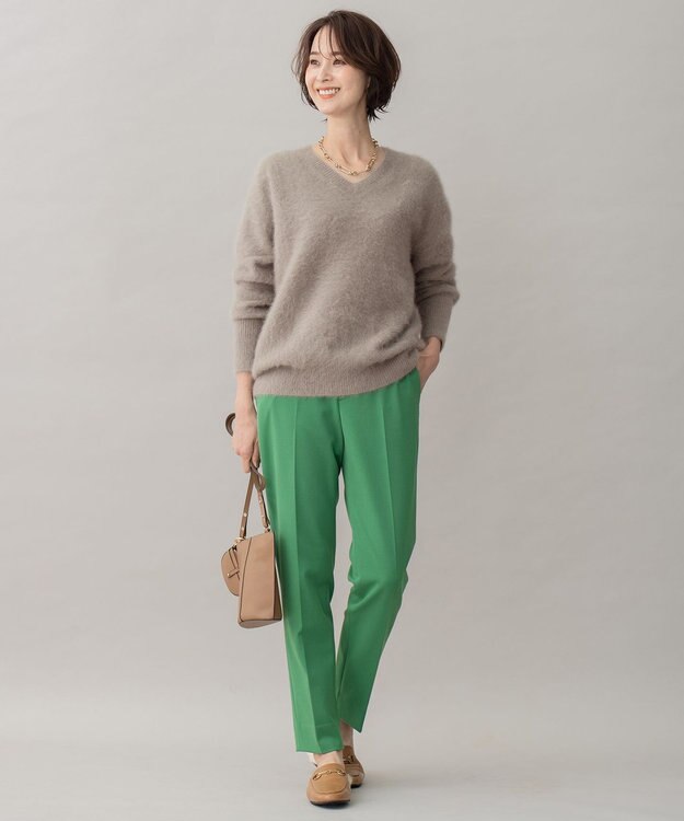 自由区 【XSサイズ～/洗える】TRギャバ テーパードパンツ グリーン系