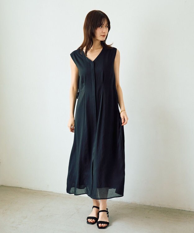 YECCA VECCA ドライタッチシアードロストワンピース Black