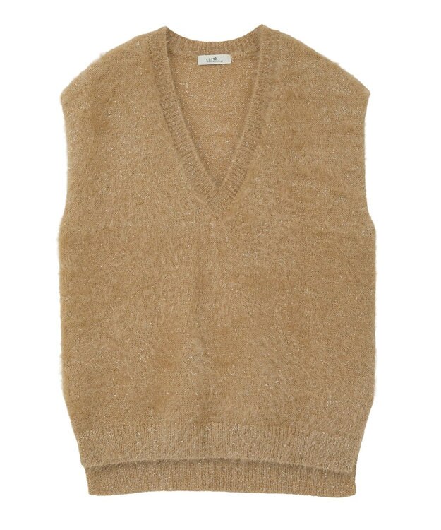 earth music&ecology 【予約】キャットライクヤーンニットベスト キャメル