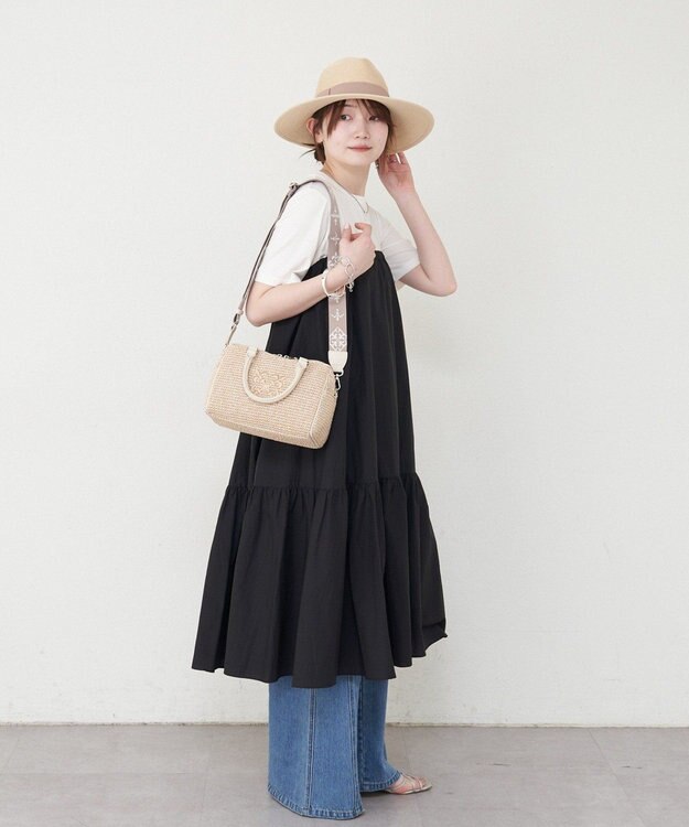 russet ナイロンラフィアミニボストンバッグ(CE-1715) Ivory