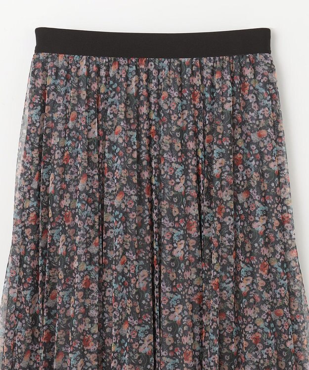 ANY 【ウエストゴム】プリーツチュールスカート フラワープリント