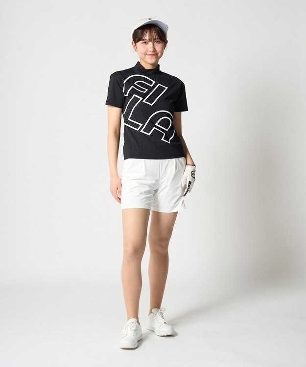 FILA GOLF／marie claire 【FILA GOLF】 バックプリントモックネックシャツ ブラック